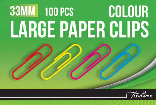 Treeline 33mm PVC Asst. Coloured Gem Clips 100's - Carton-10 Treeline 33mm PVC Asst. Coloured Gem Clips 100's - Carton-10