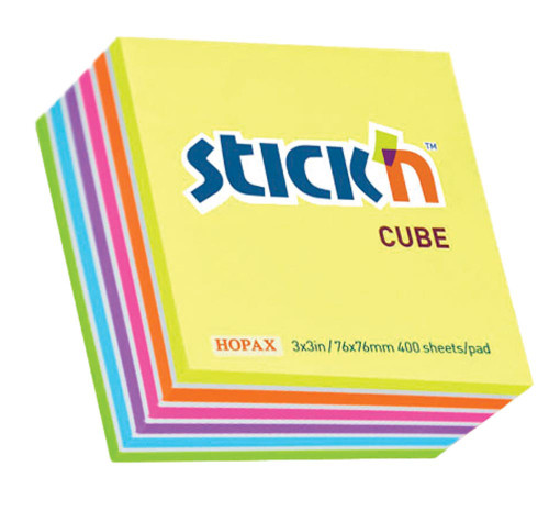Stick 'N Assorted Neon white striped Cubes 76x76mm Stick 'N Assorted Neon white striped Cubes 76x76mm