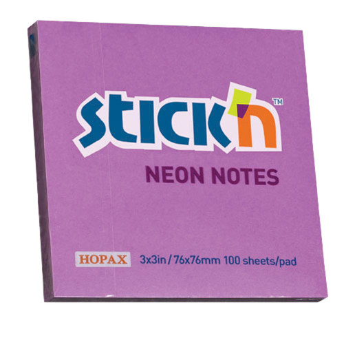 Stick 'N Purple NEON 76x76mm pads - Pkt-12 Stick 'N Purple NEON 76x76mm pads - Pkt-12