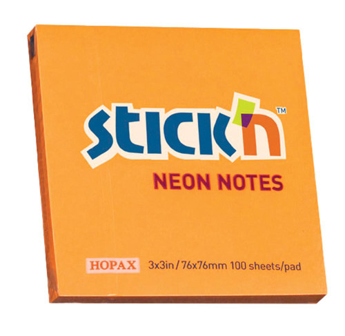Stick 'N Orange NEON 76x76mm pads - Pkt-12 Stick 'N Orange NEON 76x76mm pads - Pkt-12