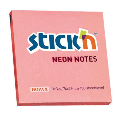 Stick 'N Pink NEON 76x76mm pads - Pkt-12 Stick 'N Pink NEON 76x76mm pads - Pkt-12