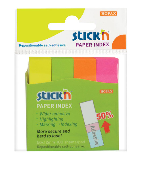 Stick 'N Ass Neon Paper Index Tabs (50mm x 12mm) Stick 'N Ass Neon Paper Index Tabs (50mm x 12mm)