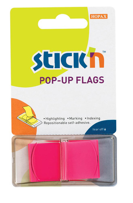 Stick 'N Pop-Up Flags neon Magenta (45mm x 25mm) - Box-12 Stick 'N Pop-Up Flags neon Magenta (45mm x 25mm) - Box-12