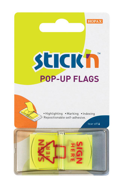 Stick 'N Pop-Up Message Flags Neon Lemon(45mmx25mm) - Box-12 Stick 'N Pop-Up Message Flags Neon Lemon(45mmx25mm) - Box-12