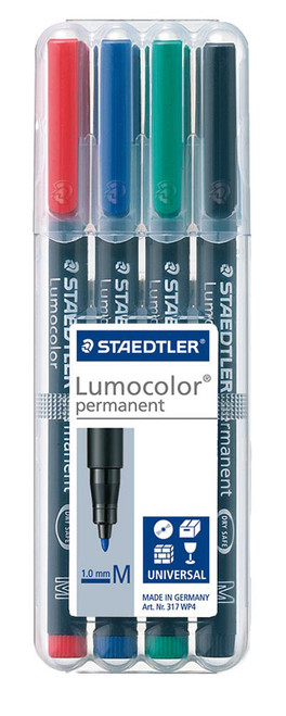 Staedtler Lumocolour Permanent Marker Fine Wallet 4 Staedtler Lumocolour Permanent Marker Fine Wallet 4