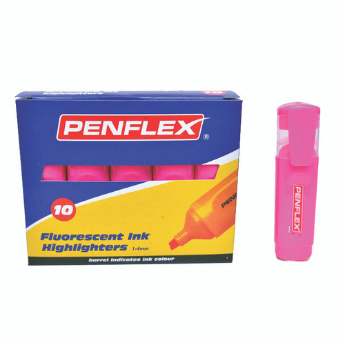 Penflex Higlo Highlighters Pastel Pink - Box-10 Penflex Higlo Highlighters Pastel Pink - Box-10