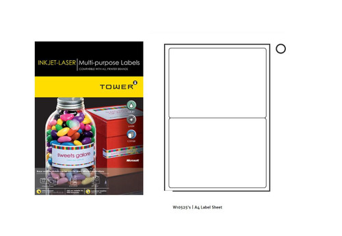 Tower A4 199.6x145.5 Inkjet-lser Labl Wht 100s