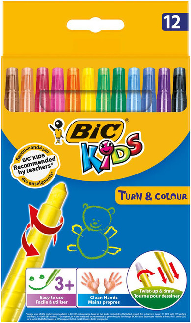 Bic Kids Retractable Wax crayons Asst - Box-10 Bic Kids Retractable Wax crayons Asst - Box-10