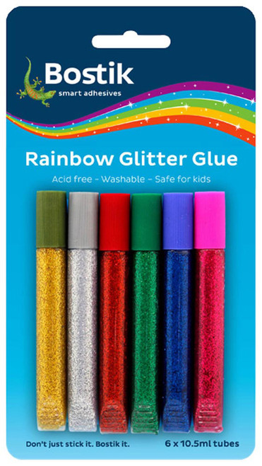 Bostik Rainbow Glitter Glue Set - (Pkt-6) Blister Pack Bostik Rainbow Glitter Glue Set - (Pkt-6) Blister Pack