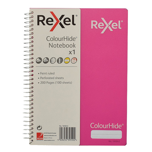 Rexel ColourHide A4 Notebook Pink