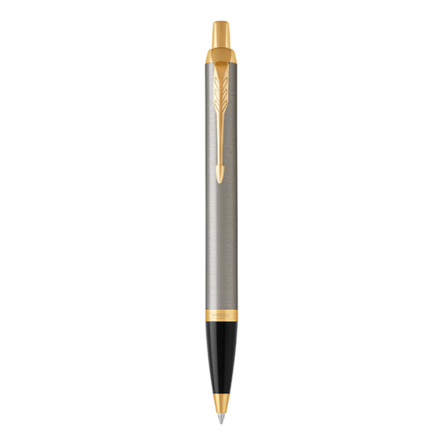 Parker IM Ballpoint Pen - Brushed Metal Gold Trim-NS1931670