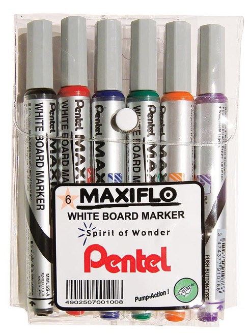Pentel MWL5S Wallet of 6 colours - Maxiflo whiteboard - Wall-6 Pentel MWL5S Wallet of 6 colours - Maxiflo whiteboard - Wall-6