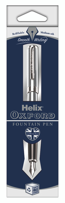 HELIX OXFORD Fountain Pen Blue Ink - Stainless Steel-H219922