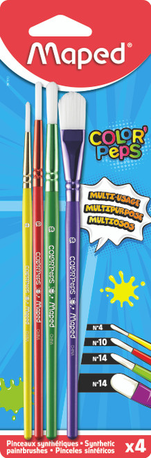 MAPED Synthetic Paint Brushes 4's - Round #4/10 + #14Flat-867810