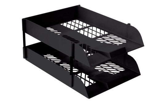 Treeline Black Desk Letter Tray Retail Pack (2 Trays + 1 set Risers) - Pkt-2 Treeline Black Desk Letter Tray Retail Pack (2 Trays + 1 set Risers) - Pkt-2