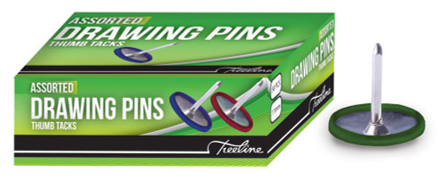 Treeline 11mm Colour Drawing Pins (50's) Treeline 11mm Colour Drawing Pins (50's)