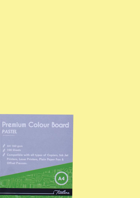 Treeline A4 160gsm YELLOW Pastel Board (Pkt-100) - Box-10 Treeline A4 160gsm YELLOW Pastel Board (Pkt-100) - Box-10