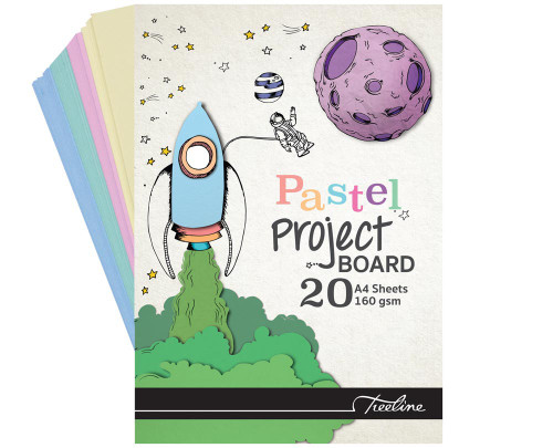 Treeline A4 160 GSM Pastel Project Board - 20 Sheet Pad - Pkt-10 Treeline A4 160 GSM Pastel Project Board - 20 Sheet Pad - Pkt-10
