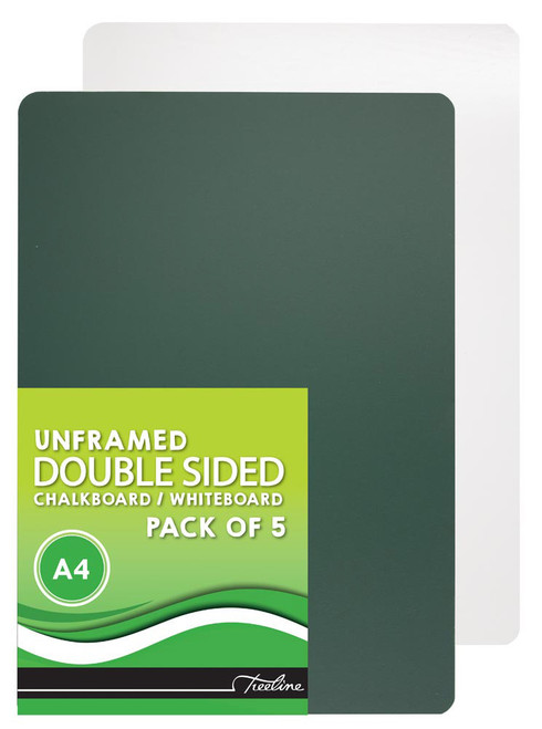 Treeline Unframed A4 Double Sided Chalkboard & Whiteboard - Pkt-5 Treeline Unframed A4 Double Sided Chalkboard & Whiteboard - Pkt-5
