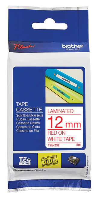 Brother Red on White TZ232 - 12mm - Each Brother Red on White TZ232 - 12mm - Each