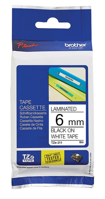 Brother TZE HS211 Heat Shrink Tape Black on White 6mm - Each Brother TZE HS211 Heat Shrink Tape Black on White 6mm - Each