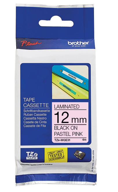 Brother TZE MQE31  Black on Pastel Pink 4m