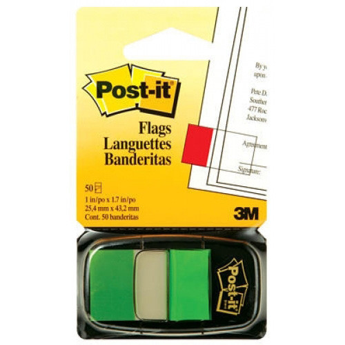 3M Post-it® Flag Green 25.4mmx43.6mm 50 Flags per pack 680-3 - Each 3M Post-it® Flag Green 25.4mmx43.6mm 50 Flags per pack 680-3 - Each