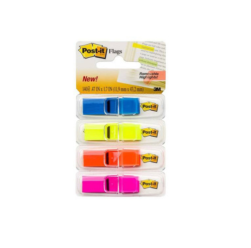 3M Post-it® 4 Pack Bright(Blue,Purple,Yellow,Pink)11.9mmx43.2mm 683-4 - Each 3M Post-it® 4 Pack Bright(Blue,Purple,Yellow,Pink)11.9mmx43.2mm 683-4 - Each