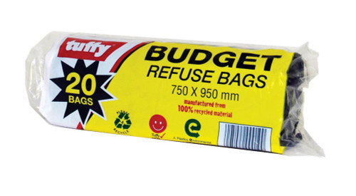 Xtreem BLACK TUFFY REFUSE BAGS 20 PER ROLL Xtreem BLACK TUFFY REFUSE BAGS 20 PER ROLL