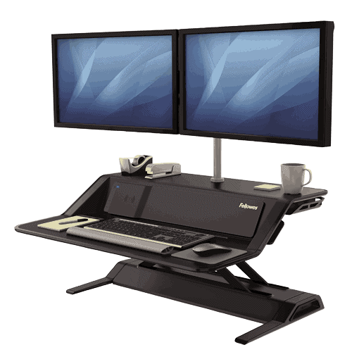 Patent Pending Smooth Lift Technology™ keeps your workstation stable and makes changing positions effortless. Patent Pending Smooth Lift Technology™ keeps your workstation stable and makes changing positions effortless.