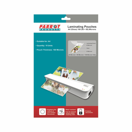 Laminating Pouches (A4 - Gloss - 220x310mm - 160 (80+80) Microns - Pack 10) Laminating Pouches (A4 - Gloss - 220x310mm - 160 (80+80) Microns - Pack 10)