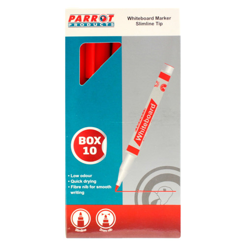 Whiteboard Markers (10 Markers - Slimline Tip - Red) - PW2001R Whiteboard Markers (10 Markers - Slimline Tip - Red) - PW2001R
