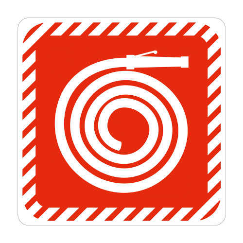 White Fire Hose Reel Symbolic Sign With Red - Printed on White ACP (150 x 150mm) White Fire Hose Reel Symbolic Sign With Red - Printed on White ACP (150 x 150mm)