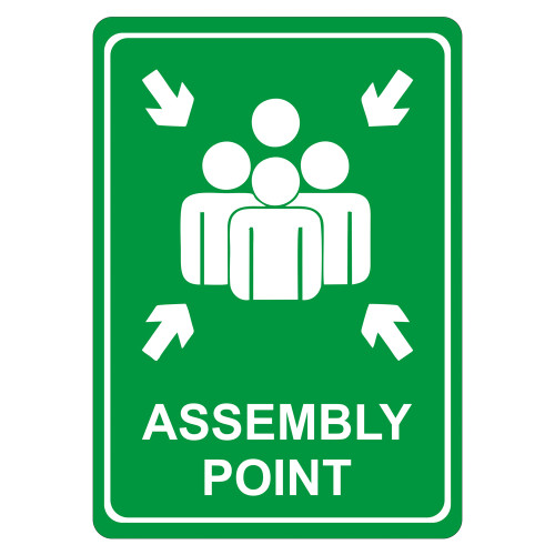 Green Assembly Point Symbolic Sign - Printed on White ACP (297 x 210mm) Green Assembly Point Symbolic Sign - Printed on White ACP (297 x 210mm)