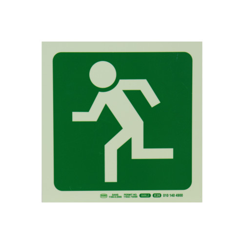 PHOTOLUMINESCENT 190MM SAFETY SIGN -E28-RUNNING MAN FACING LEFT - SNP19E28 PHOTOLUMINESCENT 190MM SAFETY SIGN -E28-RUNNING MAN FACING LEFT - SNP19E28