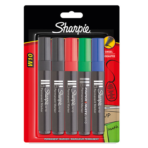SHARPIE Marker W10 Chisel - x5 (2 Blk Ink, 1 Blu, 1 Red, 1 Grn) (Card)-NS0187978 SHARPIE Marker W10 Chisel - x5 (2 Blk Ink, 1 Blu, 1 Red, 1 Grn) (Card)-NS0187978