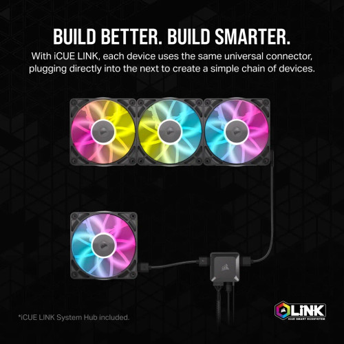 Corsair iCUE LINK RX140 RGB, Fan, 14 cm, 300 RPM, 1700 RPM, 36 dB, 94.7 cfm Corsair iCUE LINK RX140 RGB, Fan, 14 cm, 300 RPM, 1700 RPM, 36 dB, 94.7 cfm