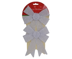Christmas Silver Glitter Bow Set - GSR - P2697