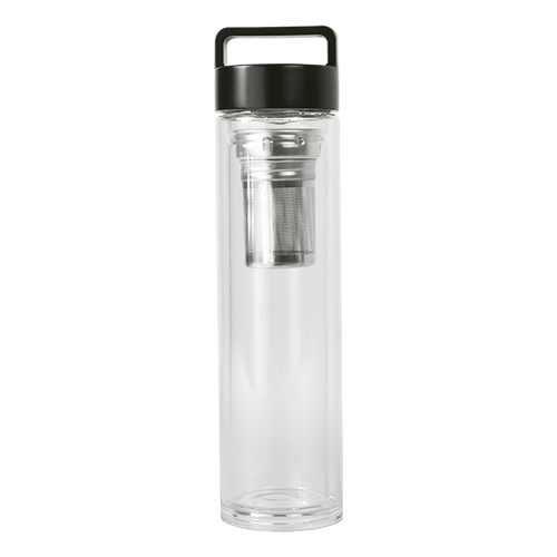 500ml Double Wall Glass Filter Flask with Stainless Steel Tea Infuser
