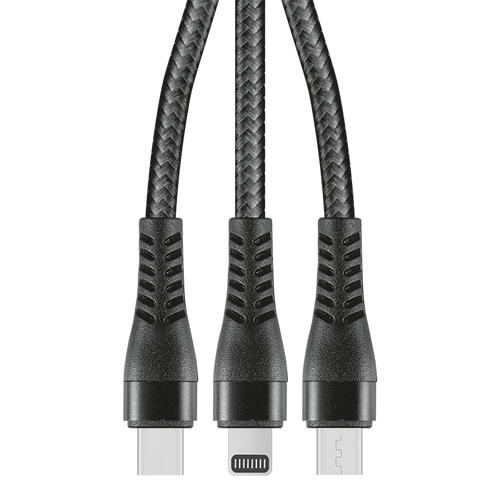 1.2m 3-In-1 Charger Cable Allum alloy and Braiding