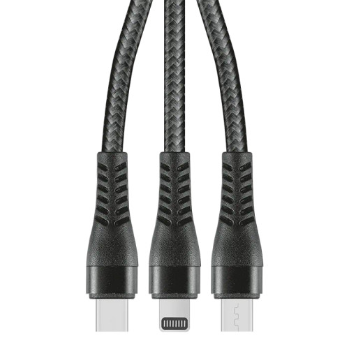 1.2m 3-In-1 Charger Cable Allum alloy and Braiding