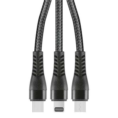Indestruktible 1.2m 3-In-1 Charger Cable Allum alloy and Braiding Indestruktible 1.2m 3-In-1 Charger Cable Allum alloy and Braiding
