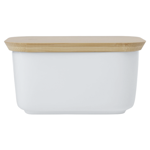 White Basics Butter Dish With Bamboo Lid