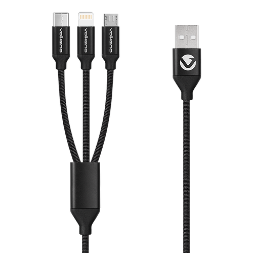 Volkano Weave Series 3-in-1 Charge Cable 1m