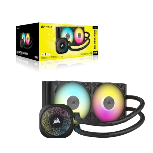 Corsair iCUE LINK TITAN RX RGB, All-in-one liquid cooler, 12 cm, 300 RPM, 2100 RPM, 73.5 cfm, Black