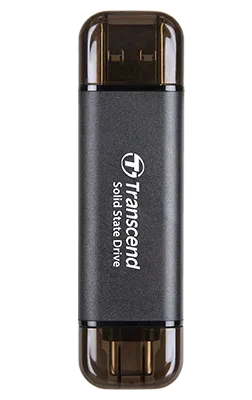 Transcend ESD310C, 256 GB, USB Type-A to USB Type-C, USB 3.2 Gen 2x2, 1050 MB/s, Black