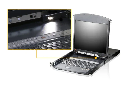 ATEN KL1508AiM, 1600 x 1200 pixels, UW-UXGA, Rack mounting, 28 W, 1U, Black