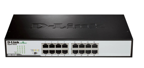 D-Link DGS-1016D/E, Unmanaged, Full duplex, Rack mounting