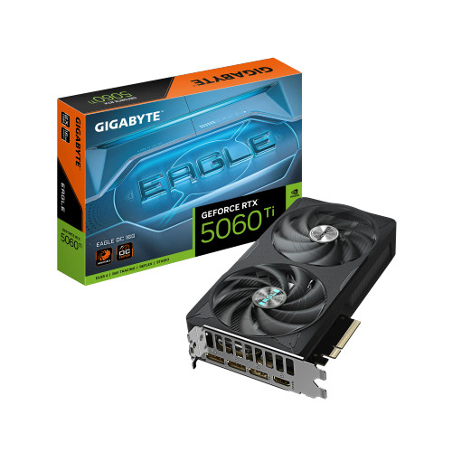 GIGABYTE GeForce RTX 5060 Ti EAGLE OC 16G Graphics Card - 16GB GDDR7, 128bit, PCI-E 5.0, 2617MHz Core Clock, 3 x DisplayPort, 1 x HDMI, GV-N506TEAGLE OC-16GD, GeForce RTX 5060 Ti, 16 GB, GDDR7, 128 bit, 7680 x 4320 pixels, PCI Express x16 5.0 GIGABYTE GeForce RTX 5060 Ti EAGLE OC 16G Graphics Card - 16GB GDDR7, 128bit, PCI-E 5.0, 2617MHz Core Clock, 3 x DisplayPort, 1 x HDMI, GV-N506TEAGLE OC-16GD, GeForce RTX 5060 Ti, 16 GB, GDDR7, 128 bit, 7680 x 4320 pixels, PCI Express x16 5.0