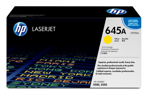 HP 645A CLJ 5500 Yellow Print Cartridge Approximately Cartridge Yield 12 000 PGS Based on 5% Coverage - TAR - C9732A-TAR